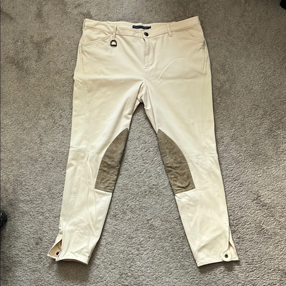 Ralph Lauren Cream Jodhpur with Tan Suede and Stirrup Accents Size 14